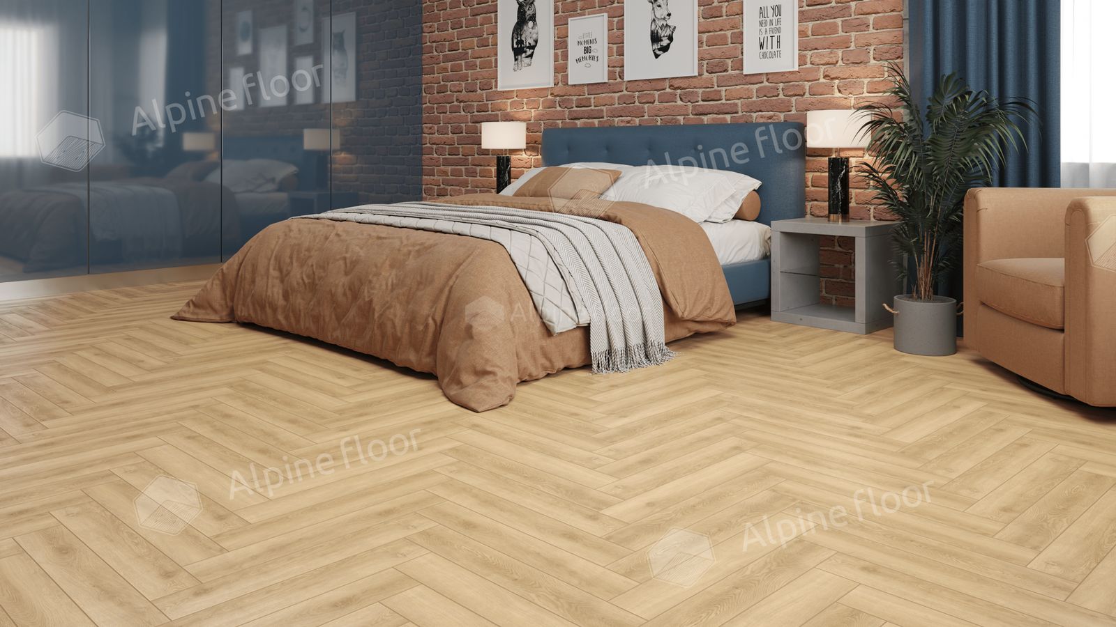 Ламинат Alpine Floor Herringbone LF102-05 Дуб Шампань