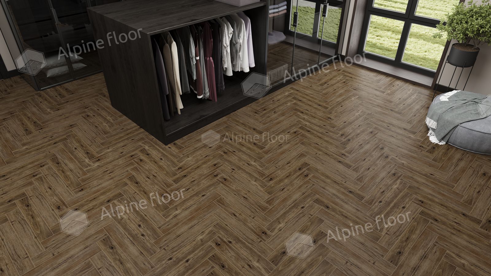 Ламинат Alpine Floor Herringbone 12 Pro Дуб Бордо LF106-10