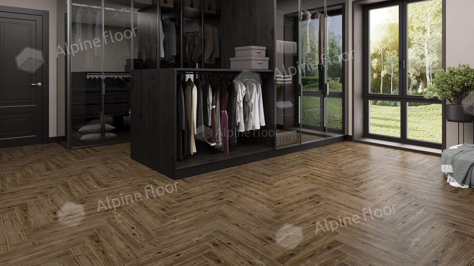 Ламинат Alpine Floor Herringbone 12 Pro Дуб Бордо LF106-10